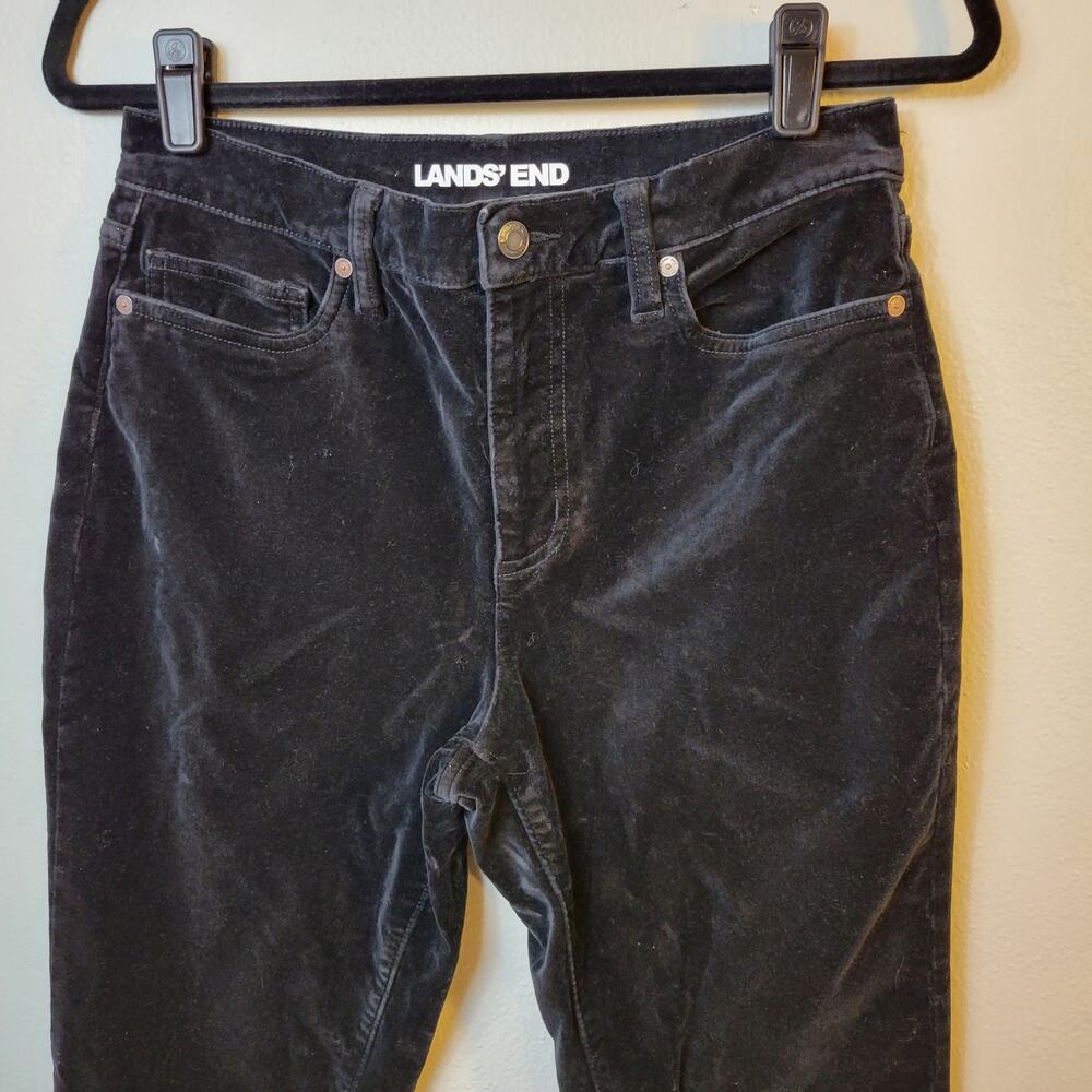Lands End High Rise Slim Velvet Pants Women's 8 Festive Preppy Academia Classic - Picture 9 of 10